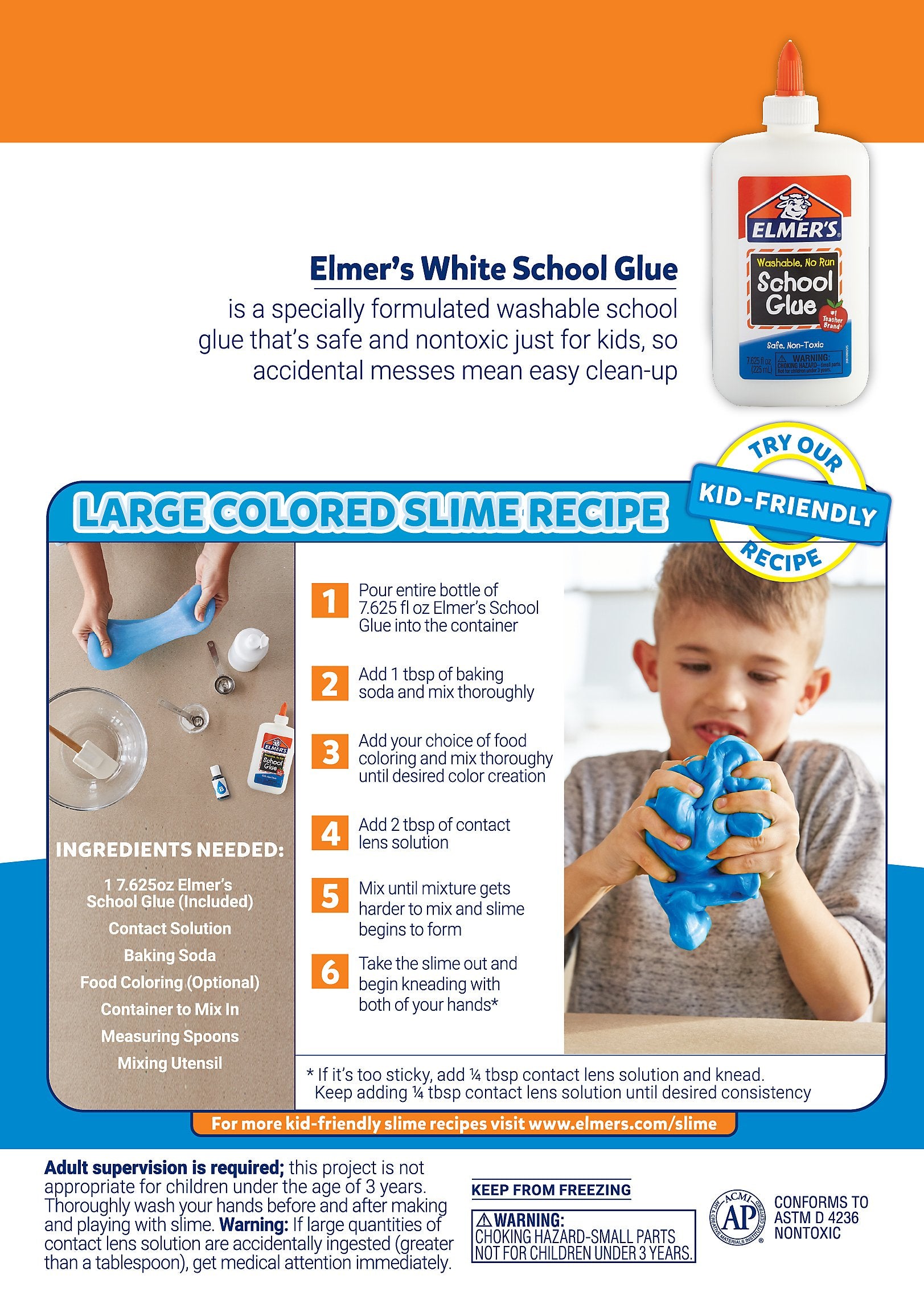 Elmer's Liquid School Glue, White, Washable, 7.625 Ounces, 3 Count Slime Kit