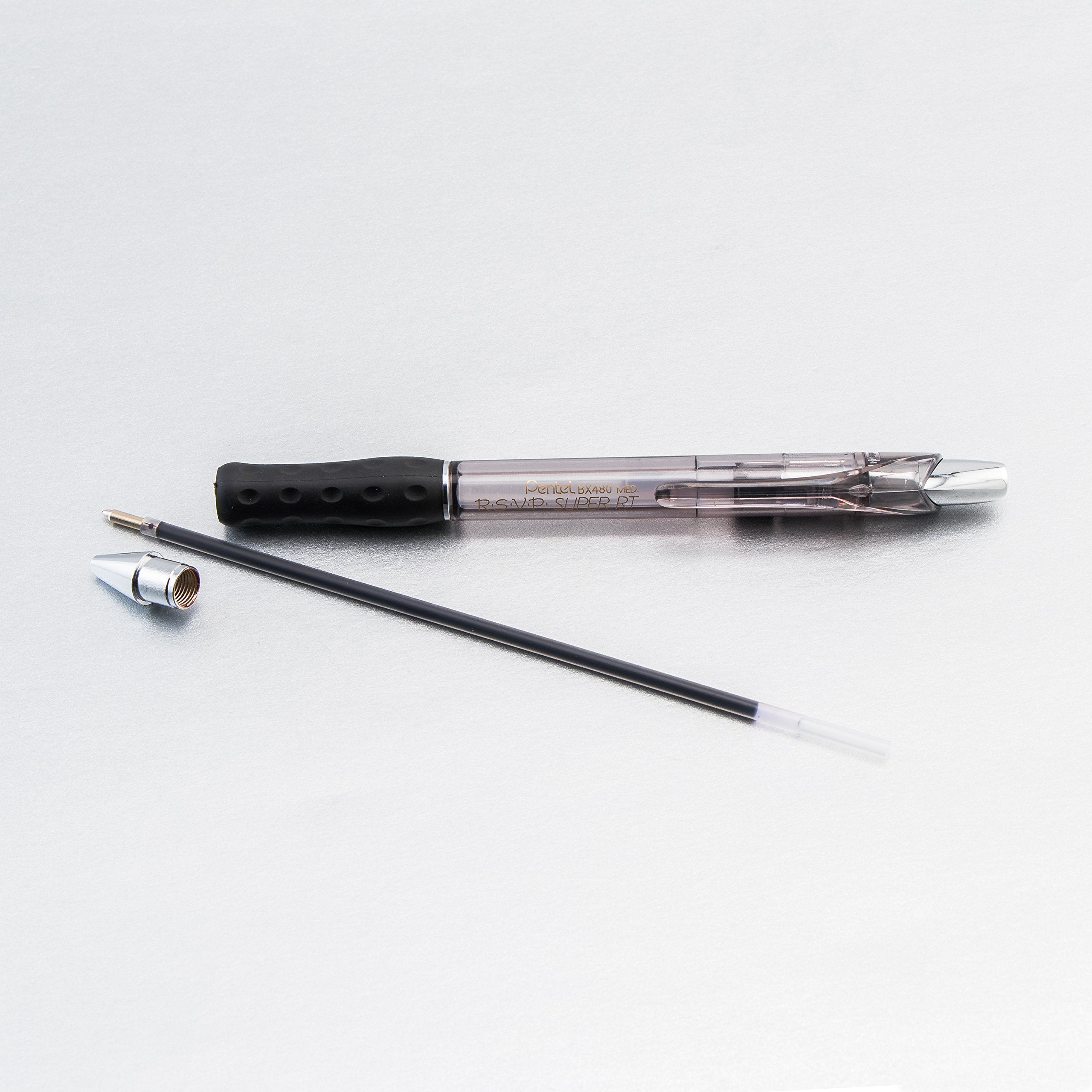 Pentel RSVP Super RT Ballpoint Pen, (1.0mm) Medium Line, Black Ink, Pack of 2 (BX480BP2A)