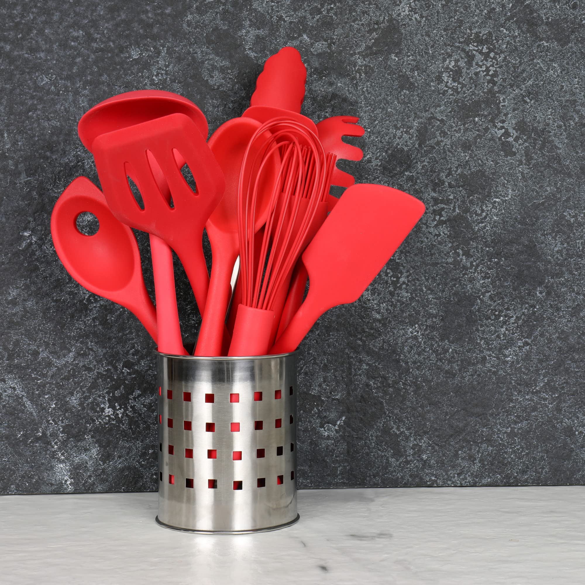 Chef Craft Premium Silicone Basting Spoon, 11 inch, Red