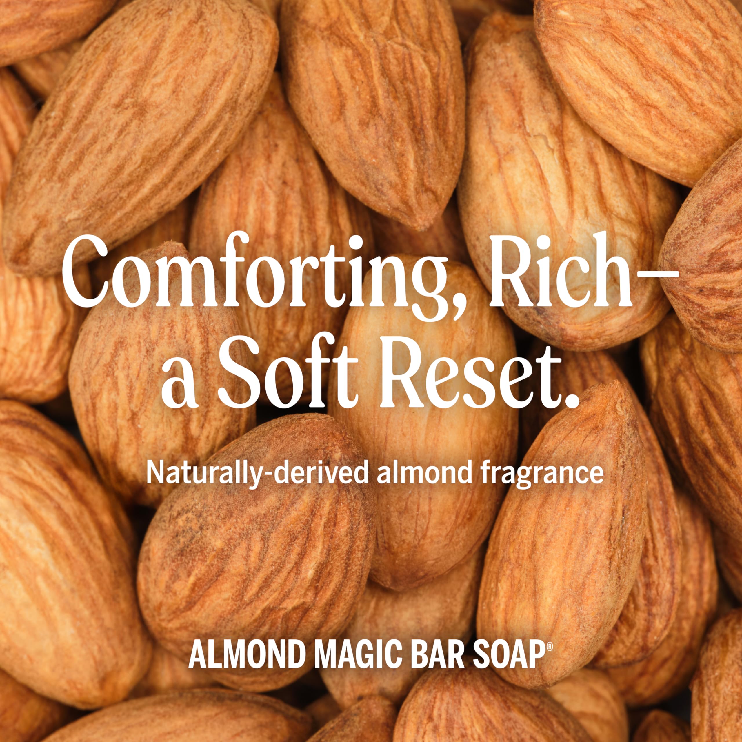 Dr. Bronner's Pure-Castile Magic Bar Soap (Almond, 5 ounce, 12-Pack)-Made with Regenerative Organic Certified Oils, For Face, Body, Hair, Gentle, Vegan, Cruelty-free Non-GMO
