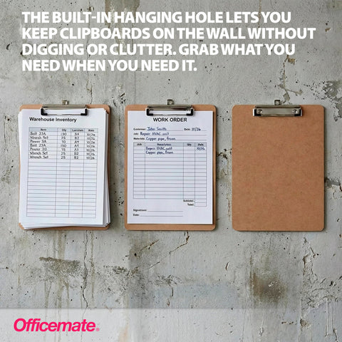 Officemate Recycled Wood Clipboards, Low Profile Clip, 24 Pack Clipboards, Letter Size (9 x 12.5 Inches), Brown (83824)