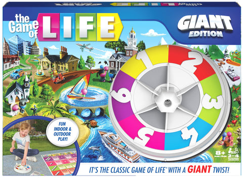 The Game of Life, Giant Edition Family Board Game Indoor/Outdoor Fun Game with Big Oversized Gameboard Cards Spinner, for Adults and Kids Ages 8 and up