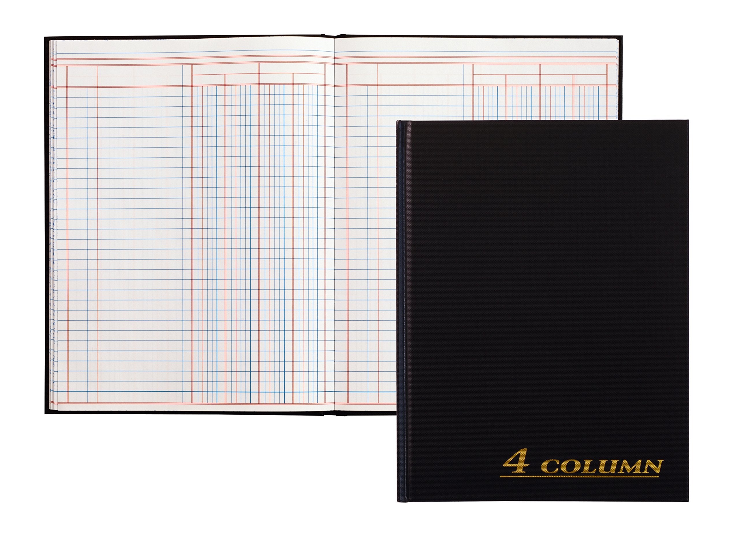 Adams Account Book, 4-Column, Black Cloth Cover, 9.25 x 7 Inches, 80 Pages Per Book (ARB8004M)