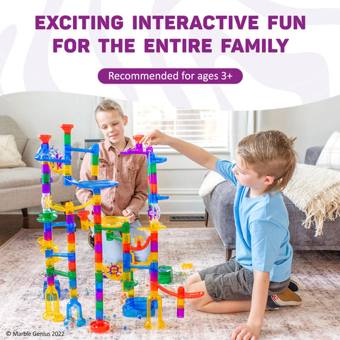 Marble Genius Marble Run Super Set, STEM Toys & Maze Construction Building - 150 Translucent Track Pieces & Glass Marble for Family, Kids Toddlers Ages 4-8 - Fun Holiday Creative Gifts