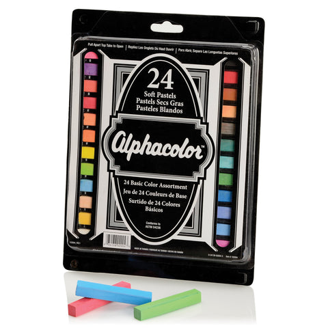 Derwent Alphacolor Soft Square Pastels, Multi-Colored, 24 Pastels per Set (102004)
