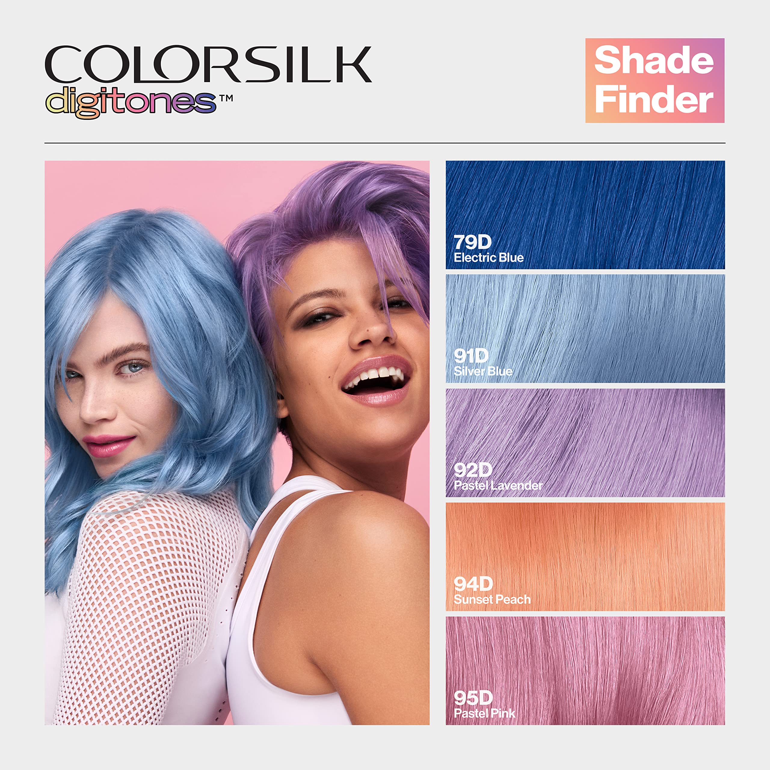 Revlon ColorSilk Digitones Permanent Hair Color with Keratin, 91D Silver Blue, 1 Count