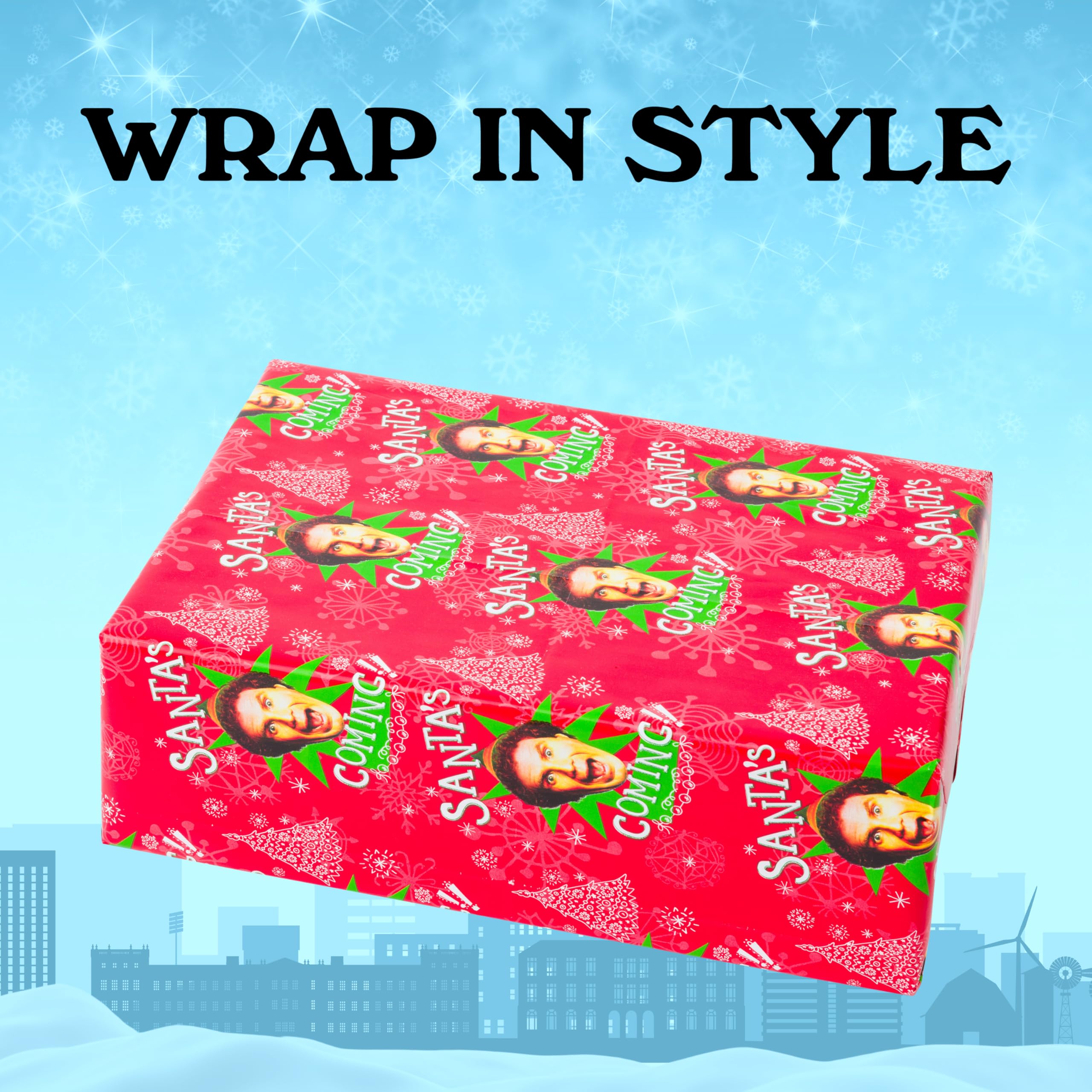 Buddy the Elf Santa's Coming Christmas Wrapping Paper - 12 Sheets - 20" x 30" - Festive Holiday Gift Wrap by Silver Buffalo