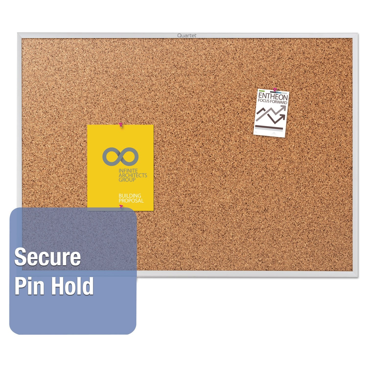 Quartet Cork Bulletin Board 72"W x 48"H Pin Board, Silver Aluminum Frame (2307)