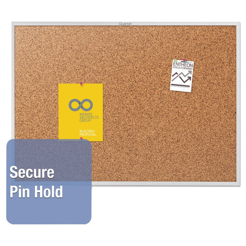 Quartet Cork Bulletin Board 72"W x 48"H Pin Board, Silver Aluminum Frame (2307)