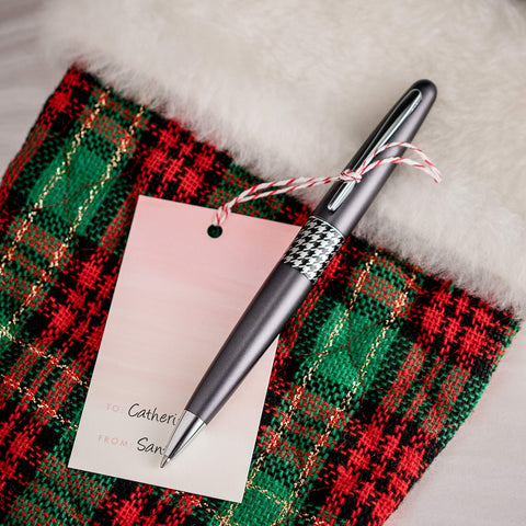 PILOT MR Retro Pop Collection Fountain Pen in Gift Box, Gray Barrel with Houndstooth Accent, Fine Point Stainless Steel Nib, Refillable Black Ink (91435)