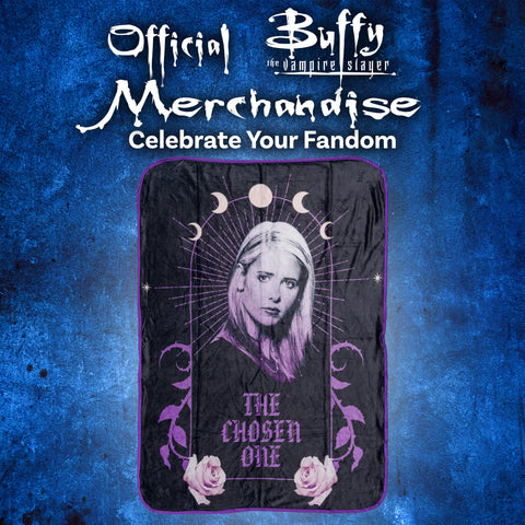 Silver Buffalo Buffy the Vampire Slayer The Chosen One Moon Phases 45” x 60” Fleece Throw, Soft and Cozy Blanket, 180 GSM