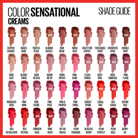 Maybelline Color Sensational Lipstick, Lip Makeup, Cream Finish, Hydrating Lipstick, Nude, Pink, Red, Plum Lip Color, Plum Rule, 0.15 oz; (Packaging May Vary)