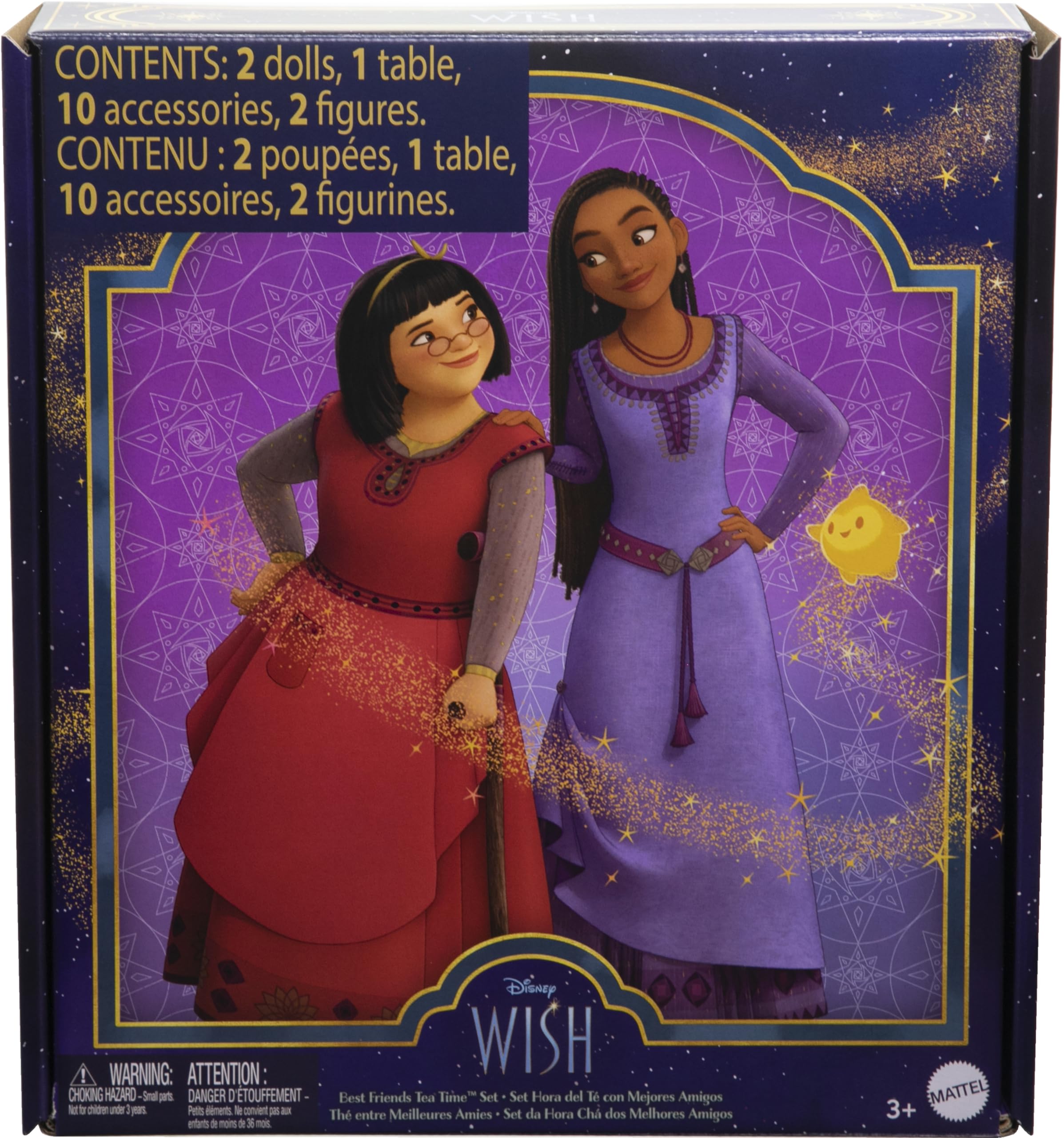 Mattel Disney Wish Toys, Best Friends Tea Time Playset with Asha & Dahlia of Rosas Dolls, 2 Figures, 1 Table & 10 Accessories, Inspired by the Movie