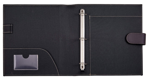 It's Academic Executive Leather Portfolio Folder, 1" Ring Binder and 250-Sheet Capacity to Organize Resumes, Business Cards, Note Pads, and Legal-Size Documents, Pen Loop, Dark Brown Faux Leather