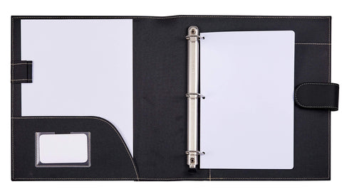 It's Academic Mini Executive Leather Portfolio Folder, 1" Ring Binder and 250-Sheet Capacity, Note Pads, and 5.5"" x 8.5" Documents, 2 Pen Loops, Black Faux Leather (98294)