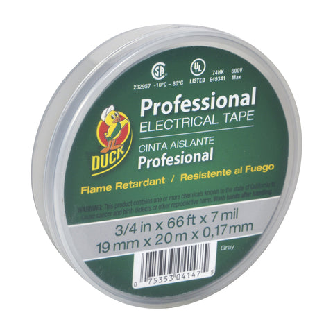 Duck Brand Professional Grade Electrical Tape, 3/4-Inch by 66 Feet, Single Roll, Gray (299018)