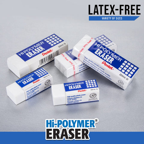 Pentel HI-Polymer Eraser Combo Pack, 6 Caps, 1 Large (ZEH0210BP7)