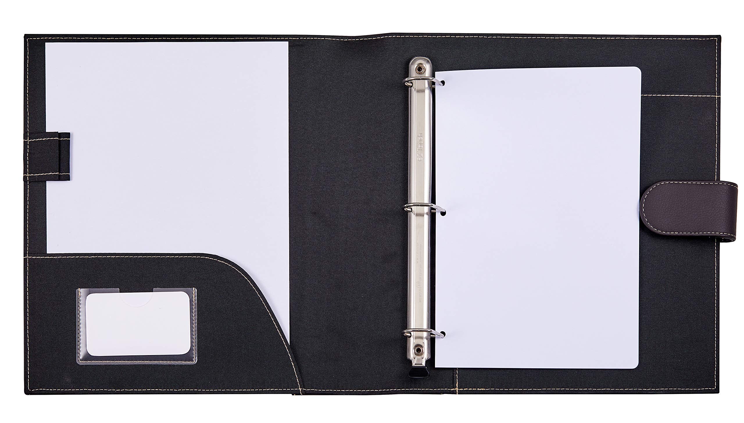 It's Academic Mini Executive Leather Portfolio Folder, 1" Ring Binder and 250-Sheet Capacity, Note Pads, and 5.5" x 8.5" Documents, 2 Pen Loops, Dark Brown Faux Leather (98295