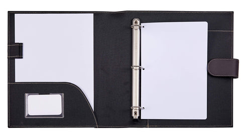 It's Academic Mini Executive Leather Portfolio Folder, 1" Ring Binder and 250-Sheet Capacity, Note Pads, and 5.5" x 8.5" Documents, 2 Pen Loops, Dark Brown Faux Leather (98295
