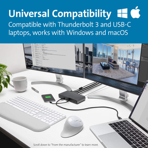 Kensington SD5550T Thunderbolt™ 3 and USB-C Dual 4K Hybrid Docking Station - 60W PD - Windows and Mac (K38131NA)