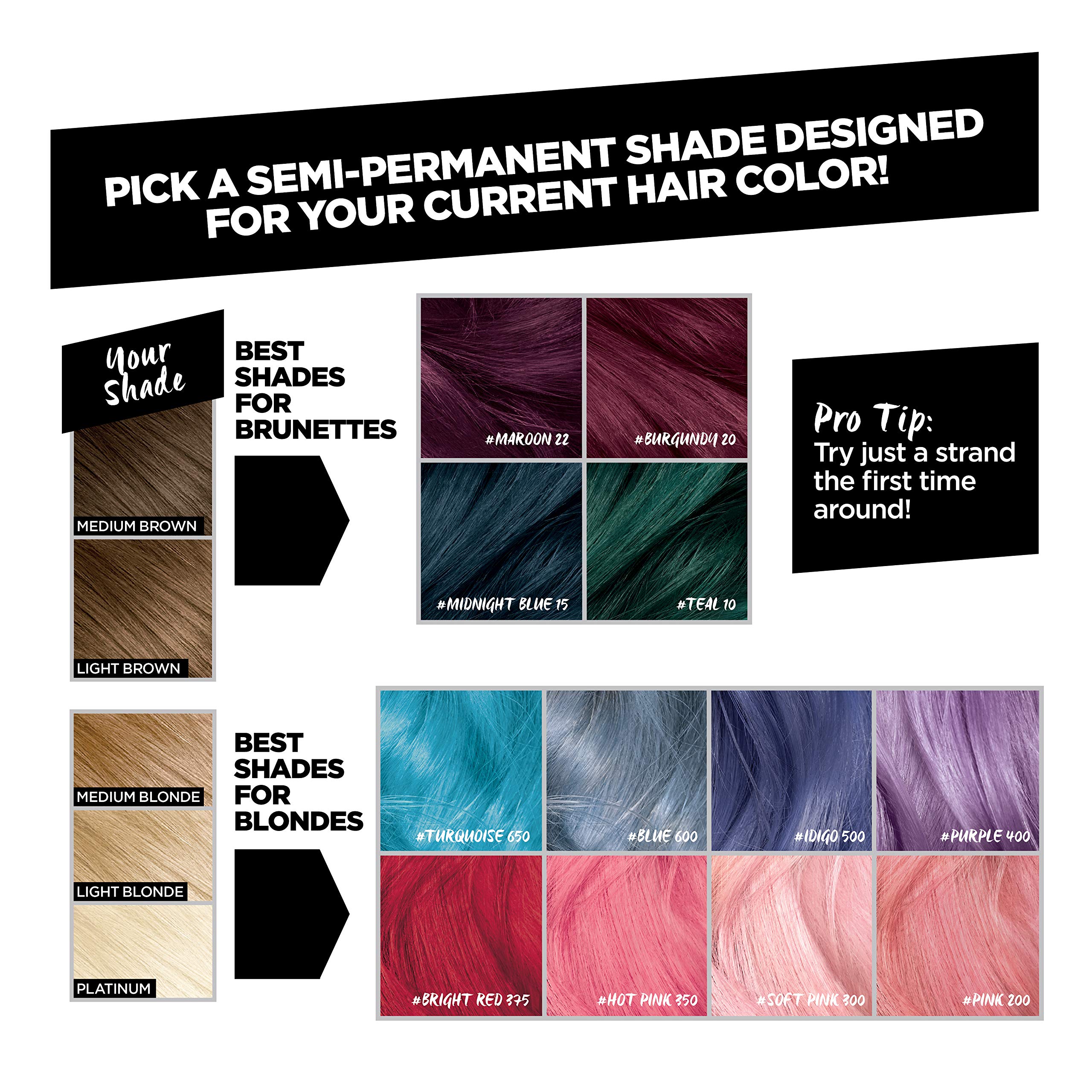 L’Oréal Paris Colorista Semi-Permanent Hair Color for Brunette Hair, Midnight blue