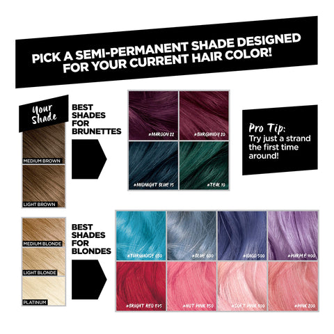 L’Oréal Paris Colorista Semi-Permanent Hair Color for Brunette Hair, Midnight blue