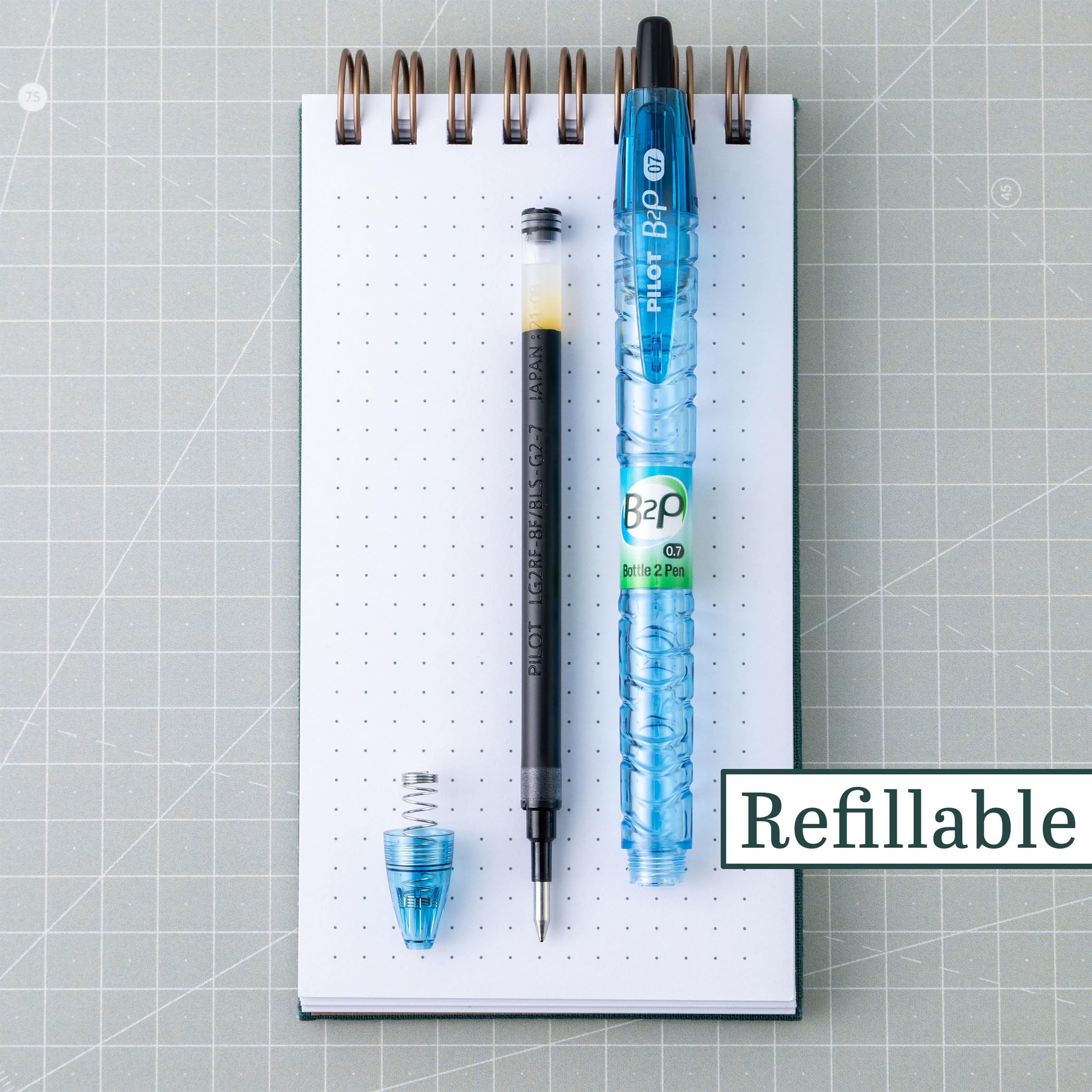 PILOT B2P Colors - Bottle to Pen Refillable & Retractable Rolling Ball Gel Pen Made From Recycled Bottles, Fine Point, Assorted Color G2 Inks, 2-Pack (36622)