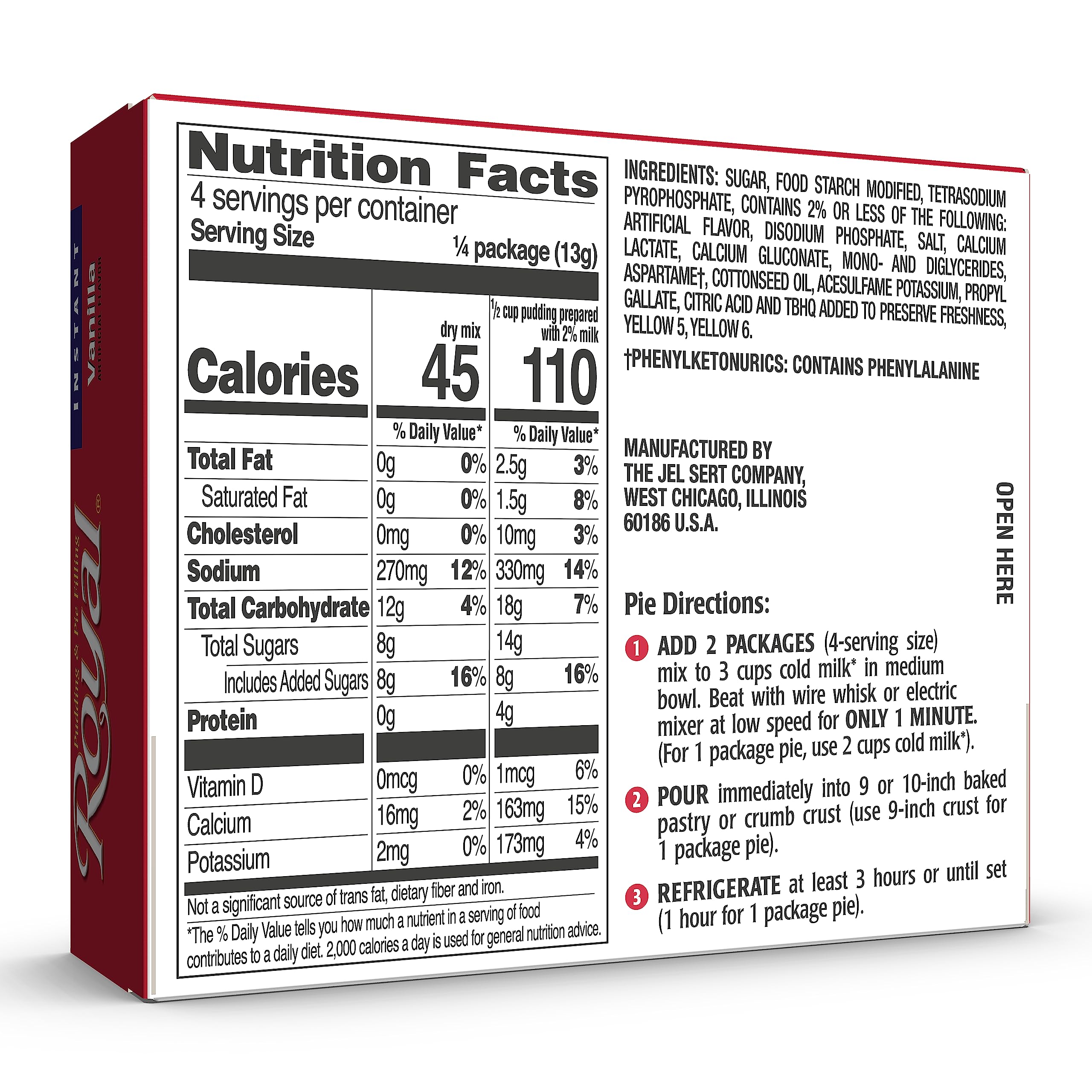 Royal Instant Pudding Dessert Mix, Vanilla, Fat Free (12 - 1.85 Ounce Boxes) (Pack of 12)