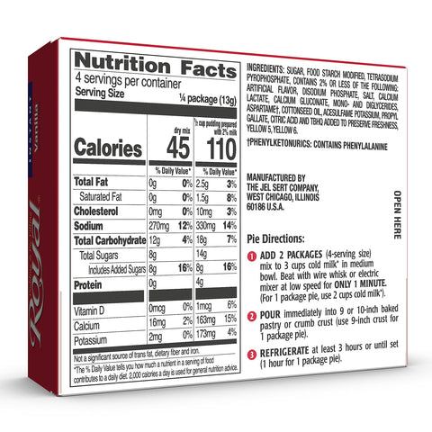 Royal Instant Pudding Dessert Mix, Vanilla, Fat Free (12 - 1.85 Ounce Boxes) (Pack of 12)