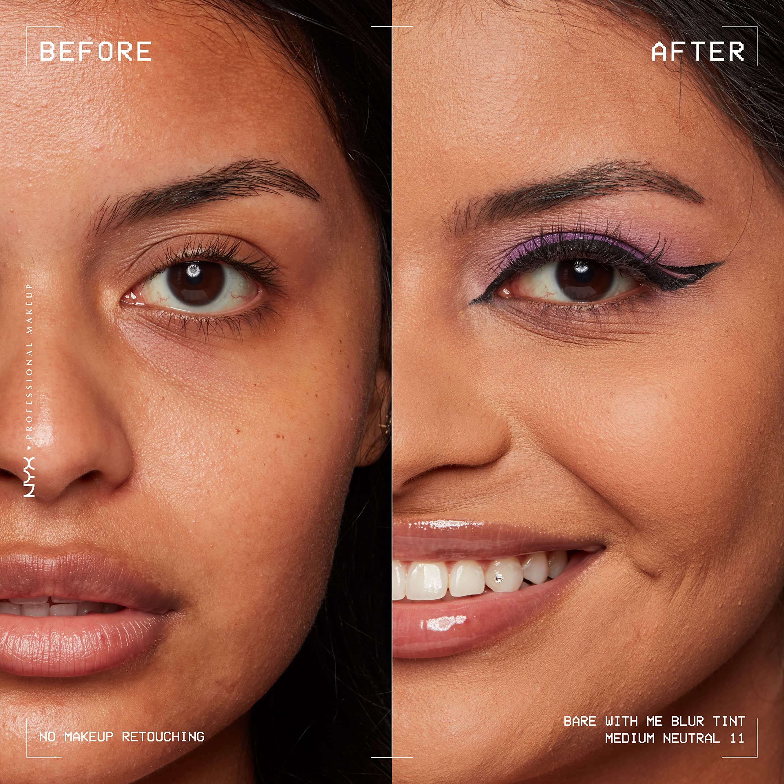 NYX PROFESSIONAL MAKEUP Bare With Me Blur Skin Tint Foundation Make Up with Matcha, Glycerin & Niacinamide - Medium Neutral