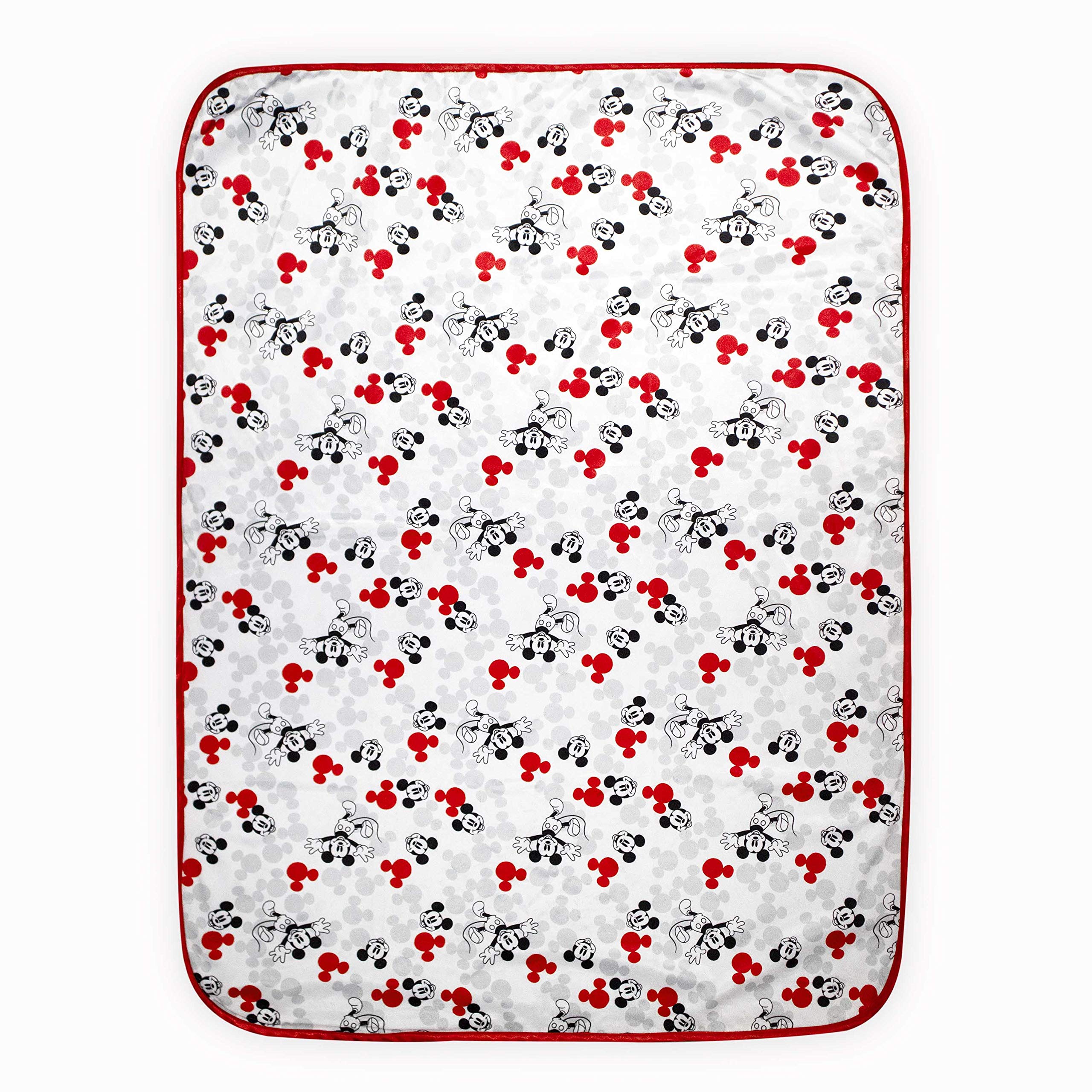 Cudlie Disney Baby Boy Mickey Mouse Double Sided Baby Blanket with Printed Mink Waffle & Satin Edge (30x40)
