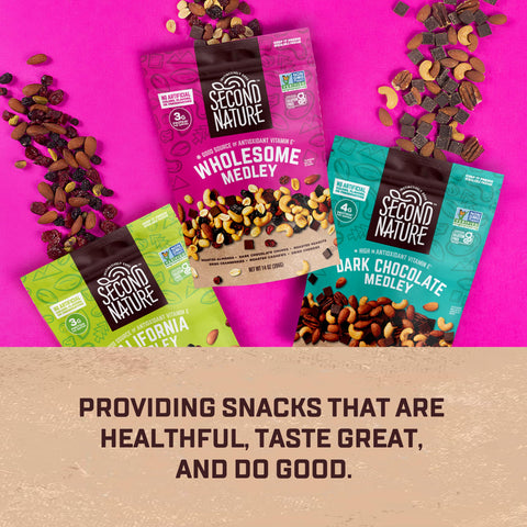 Second Nature Dark Chocolate Medley Trail Mix, 12 oz. Resealable Pouch (Pack of 1) – Certified Gluten-Free Snack Mix – Dark Chocolate and Nut Trail Mix Ideal for Quick Travel Snacks or Lunch Snacks