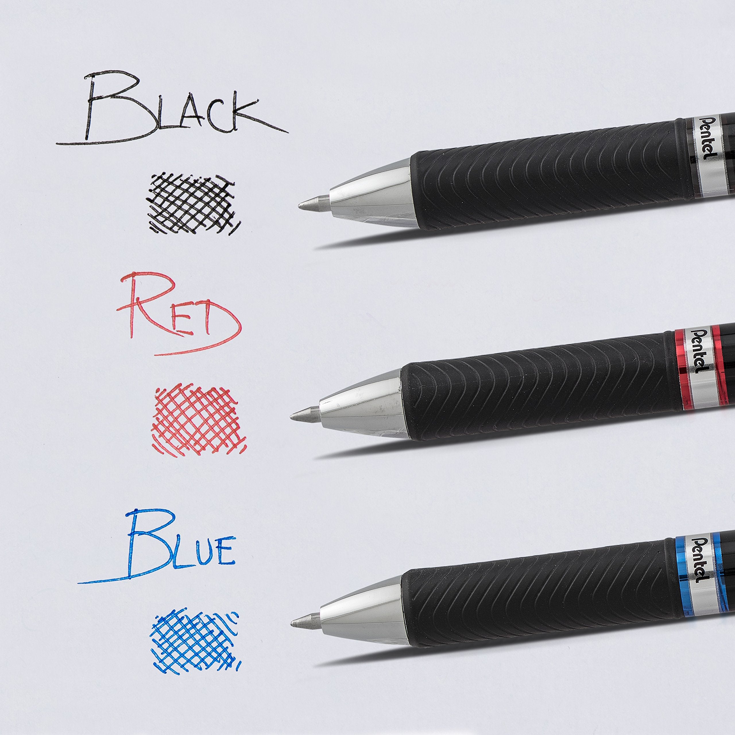 Pentel EnerGel Pro Permanent Gel Ink Pen, (0.7mm) Assorted Colors, 3 Pack (BLP77BP3M), black/red/blue