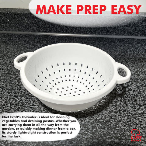 Chef Craft Select Plastic Deep Colander, 11x5 inch 5 quart, White