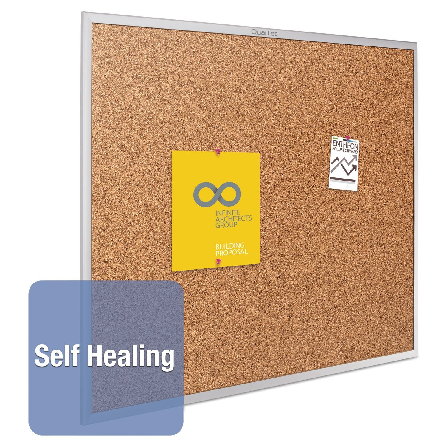 Quartet Cork Bulletin Board 72"W x 48"H Pin Board, Silver Aluminum Frame (2307)