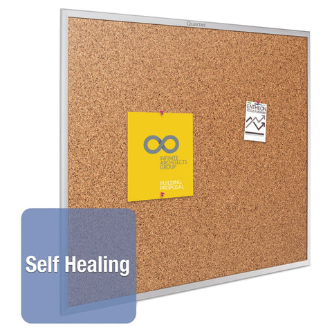 Quartet Cork Bulletin Board 72"W x 48"H Pin Board, Silver Aluminum Frame (2307)