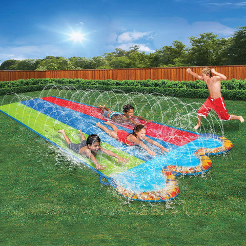 Banzai Triple Racer 16 Ft Water Slide-with 3 bodyboards included, Multicolor