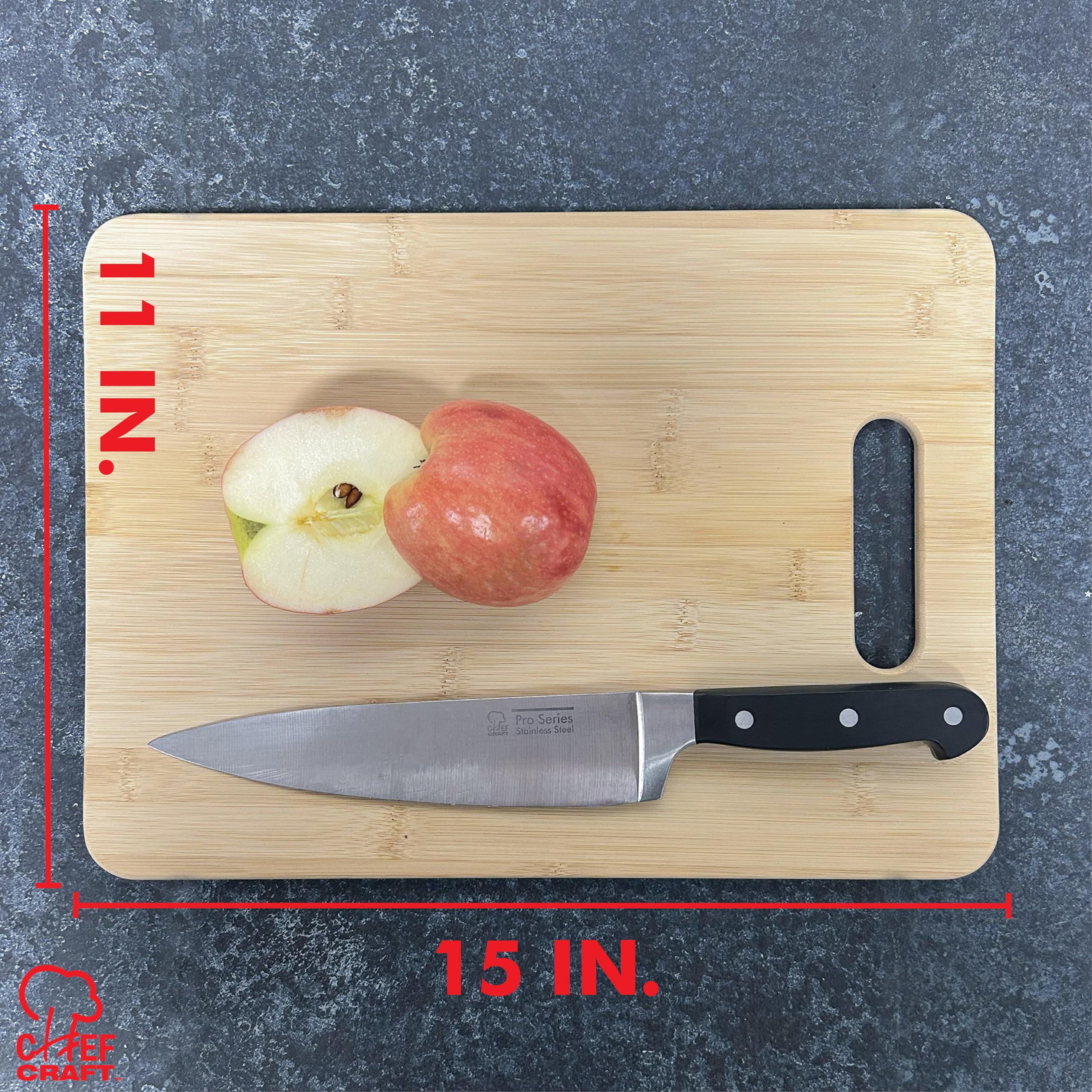 Chef Craft Classic Bamboo Cutting Board, 11 X 15 Inch, Natural