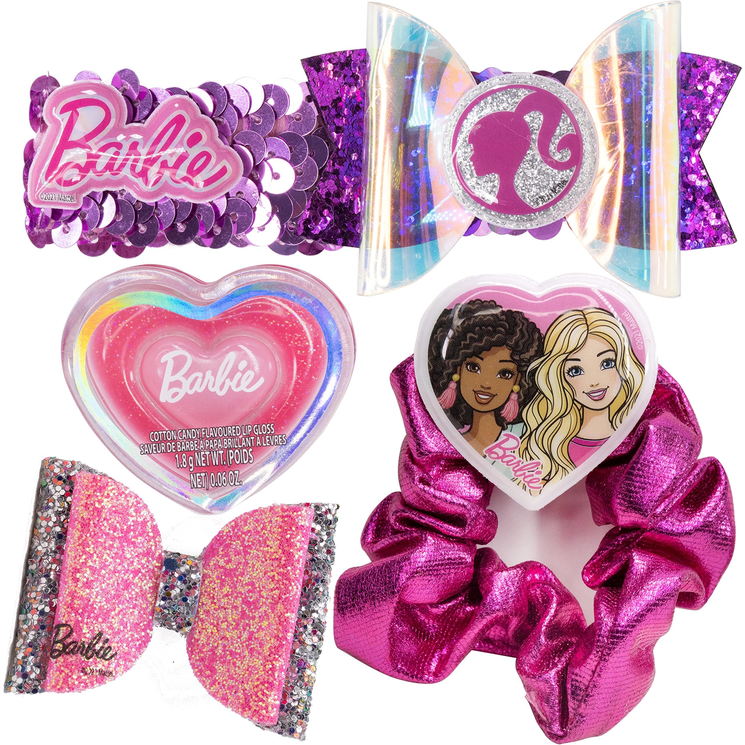 Barbie - Townley Girl Backpack Cosmetic Makeup Gift Bag Set Includes Hair Accessories and Printed PVC Back-Pack for Kids Girls, Ages 3+ Perfect for Parties, Sleepovers and Makeovers