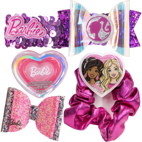 Barbie - Townley Girl Backpack Cosmetic Makeup Gift Bag Set Includes Hair Accessories and Printed PVC Back-Pack for Kids Girls, Ages 3+ Perfect for Parties, Sleepovers and Makeovers