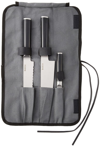 Babish German High-Carbon 1.4116 Steel Cutlery Knife Set, 3-Piece (Chef, Bread, & Pairing Knive) w/Kitchen Knives Roll