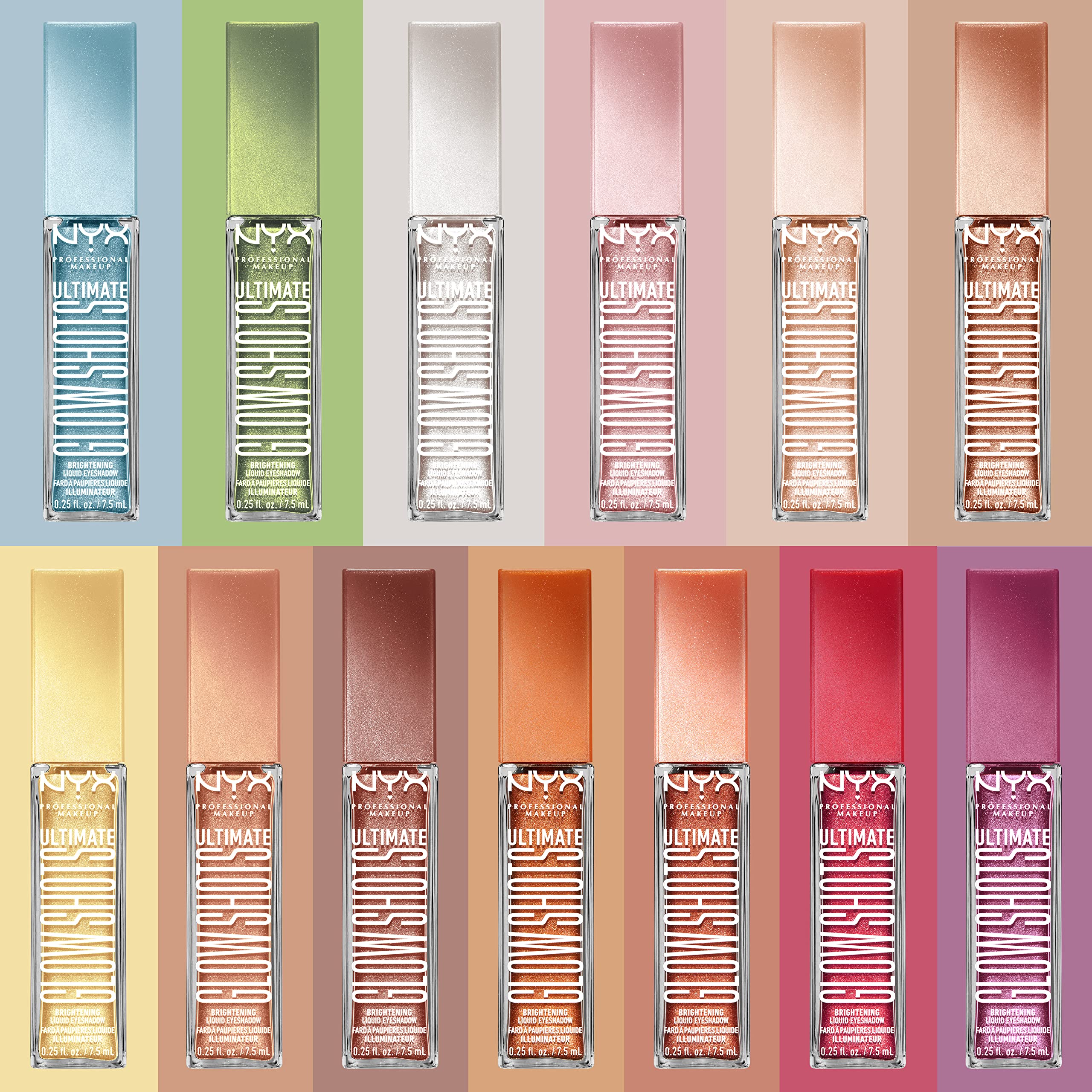 NYX PROFESSIONAL MAKEUP Ultimate Glow Shots, Liquid Eyeshadow, Long-Lasting Shimmer Eye Shadow with Vitamin C - Clementine Fine