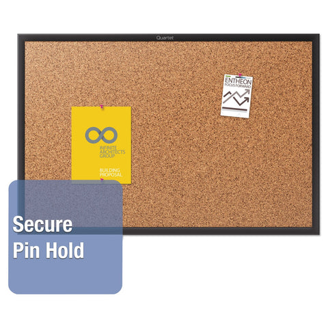 Quartet Cork Bulletin Board 60"W x 36"H Pin Board, Black Aluminum Frame (2305B)