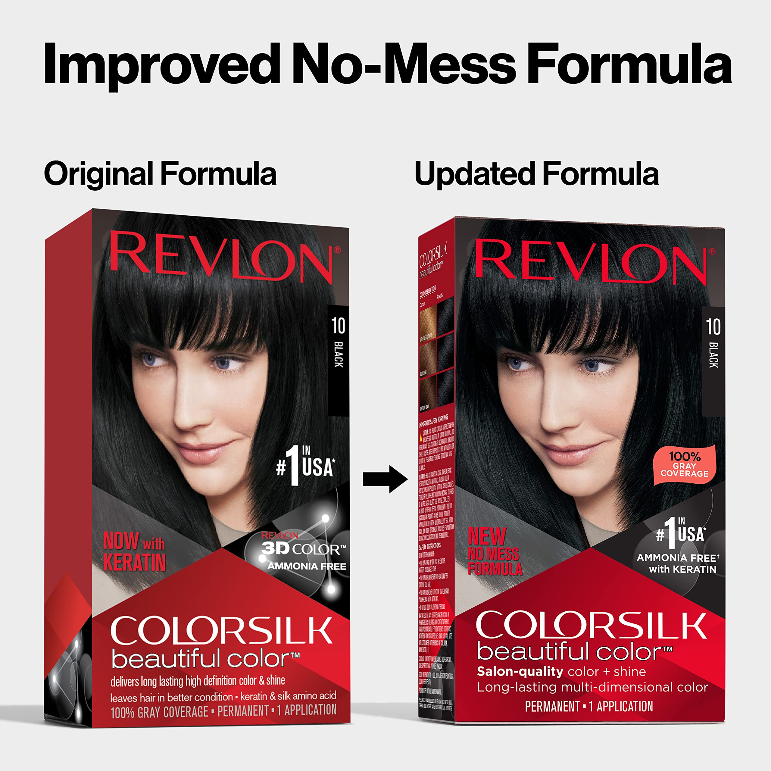 Revlon Permanent Hair Color, Permanent Hair Dye, Colorsilk with 100% Gray Coverage, Ammonia-Free, Keratin and Amino Acids, 20 Brown/Black, 4.4 Oz (Pack of 1)