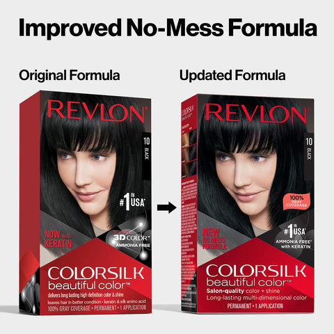 Revlon Permanent Hair Color, Permanent Hair Dye, Colorsilk with 100% Gray Coverage, Ammonia-Free, Keratin and Amino Acids, 20 Brown/Black, 4.4 Oz (Pack of 1)
