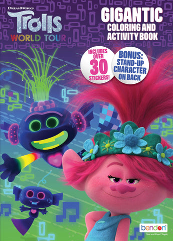 DreamWorks Trolls World Tour 192-Page Coloring and Activity Book with Stickers 47362, Bendon