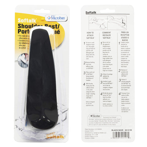 Softalk Antibacterial Black Phone Shoulder Rest | Landline Telephone Accessory (00101M)