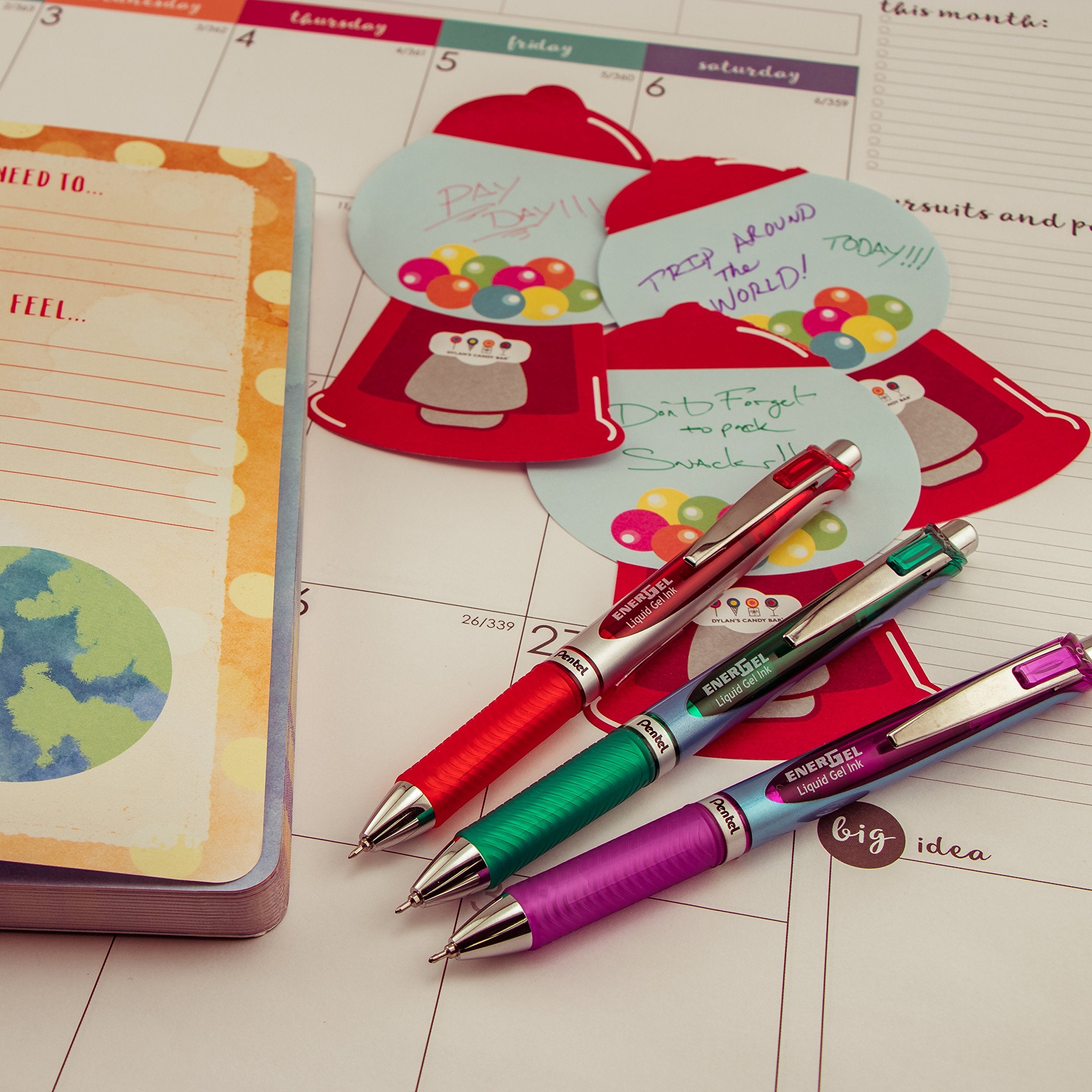 Pentel Gel Ink Pen, EnerGel RTX Retractable Gel Pen, (0.3mm) Needle Tip, Extra Fine Point, Red Ink, 2 Pk (BLN73BP2B)