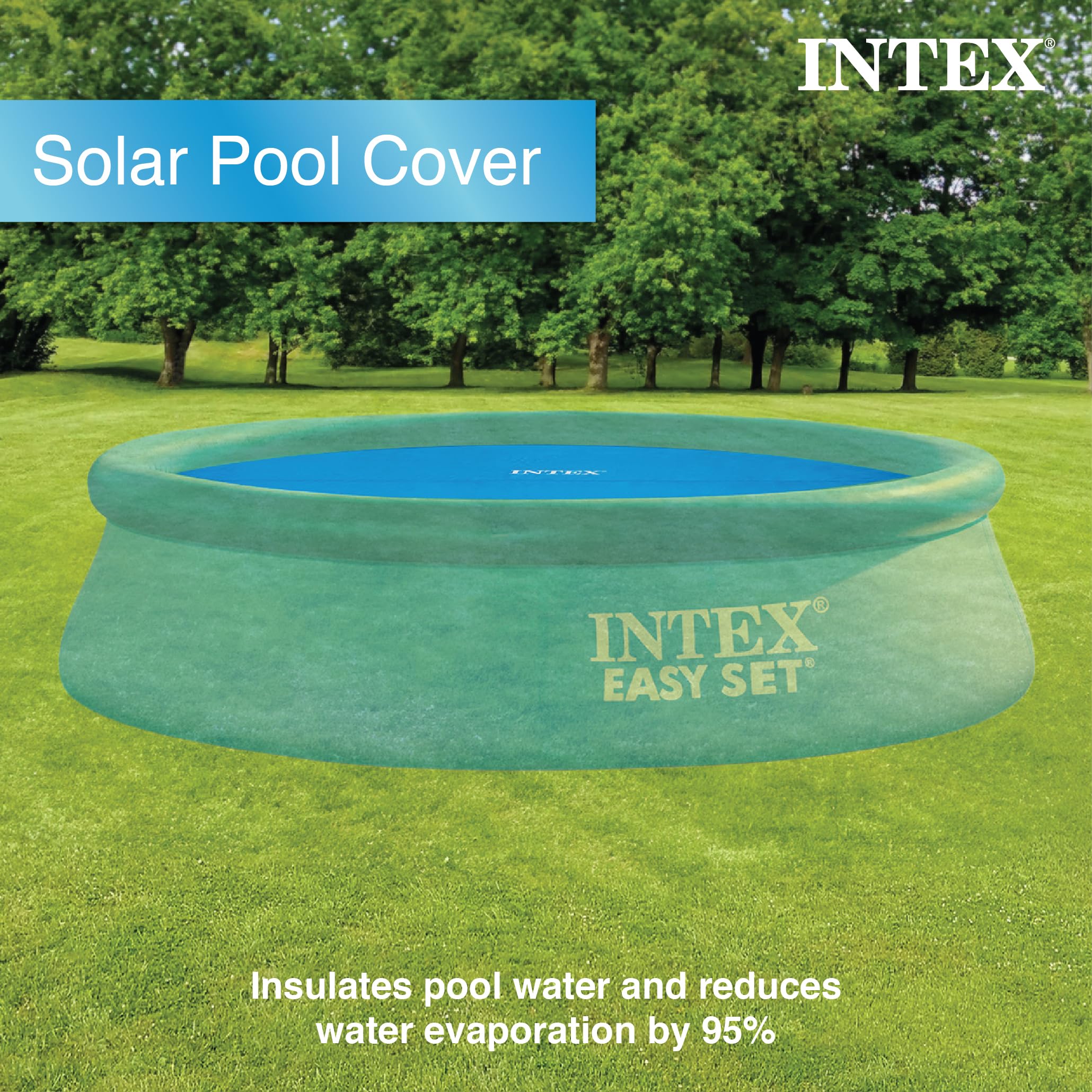 INTEX 28011E Solar Pool Cover: For 10ft Round Easy Set and Metal Frame Pools – Insulates Pool Water – Reduces Water Evaporation – Keeps Debris Out – Reduces Chemical Consumption