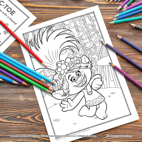 DreamWorks Trolls World Tour 192-Page Coloring and Activity Book with Stickers 47362, Bendon